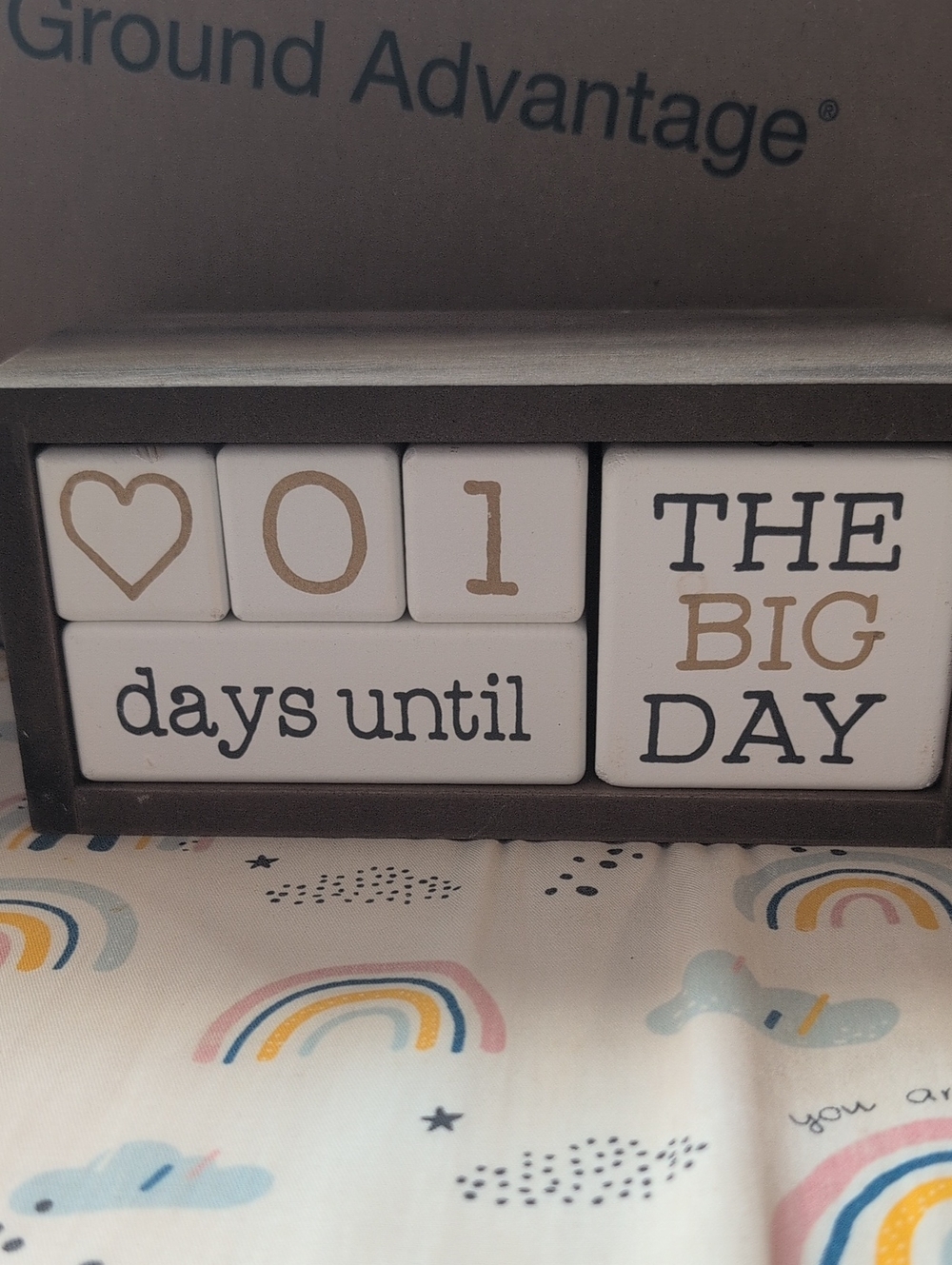 Countdown Blocks Sign - The Big Day (White & Brown)